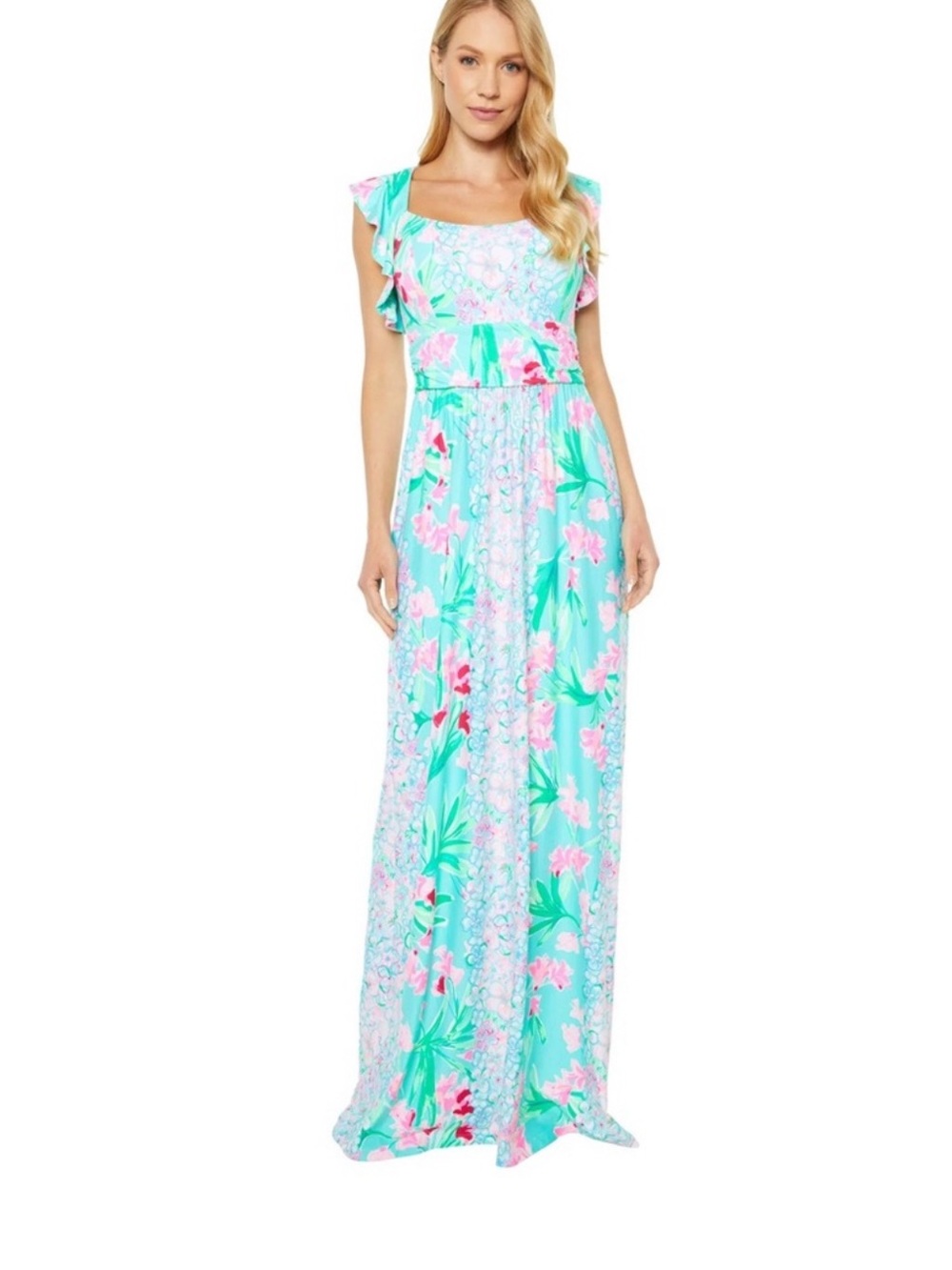 Lilly Pulitzer Cristal Maxi Dress In Isn't She Lovely Aqua Al Fresco Size XS